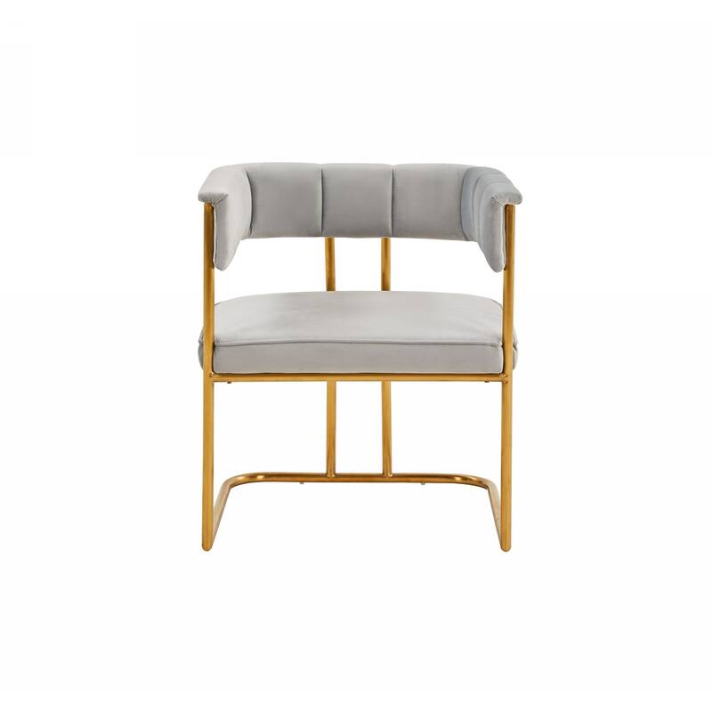 Modrest Bavaria Modern Light Grey Fabric And Gold Dining Chair