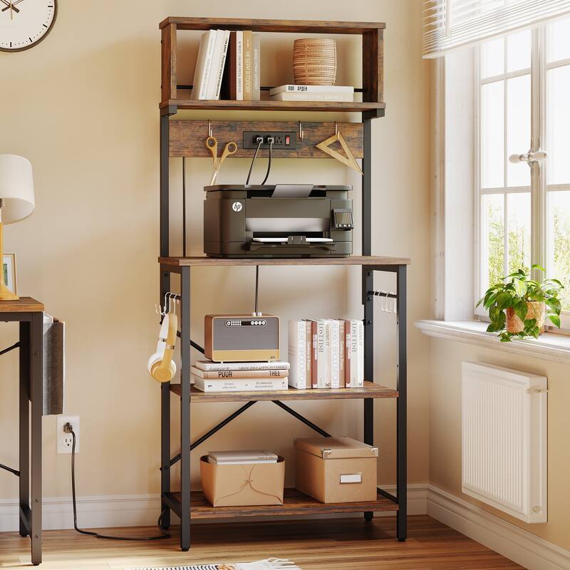 Grete's Rack 60 Inch Kitchen Baker's Rack with Hutch 8 Side Hooks - On Sale ...