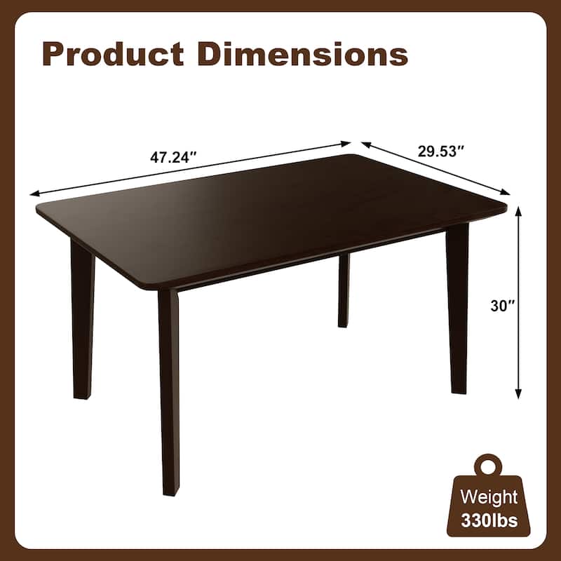 Rustic 5-Piece Farmhouse Dining Set - Solid Wood Table & 4 Upholstered Chairs for Kitchen, Dining Room