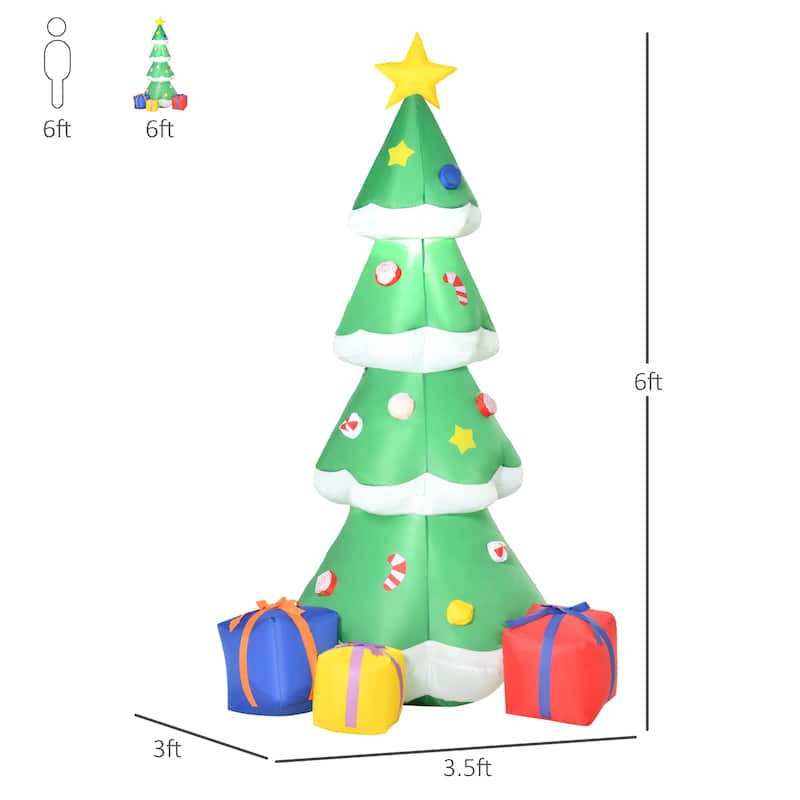 HOMCOM 6 ft. Inflatable Christmas Tree with Presents, Outdoor Christmas Decoration