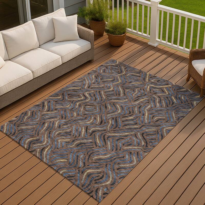 Machine Washable Indoor/ Outdoor Modern Jamie Chantille Rug