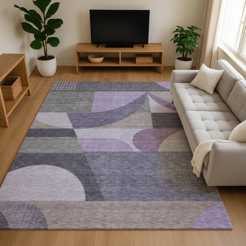 Premium Washable Super Soft Abstract Geo Mayfield Rug - Purple - 5' x 7'6"