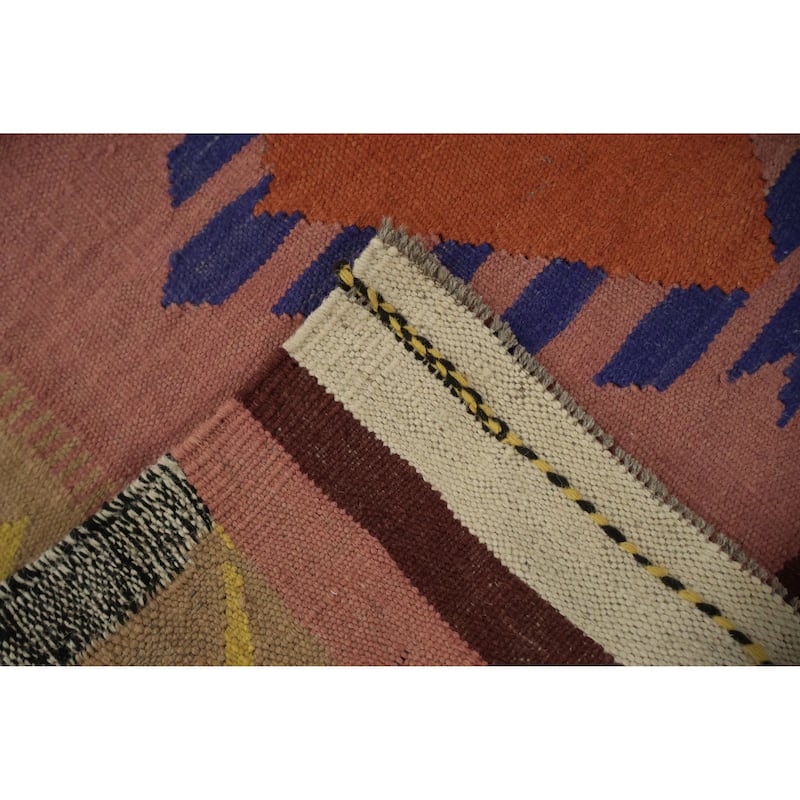 Hand Woven Oriental 100% Wool Carpet Southwestern Modern Multi-Colored Kilim Area Rug - 9' 9'' X 6' 8''