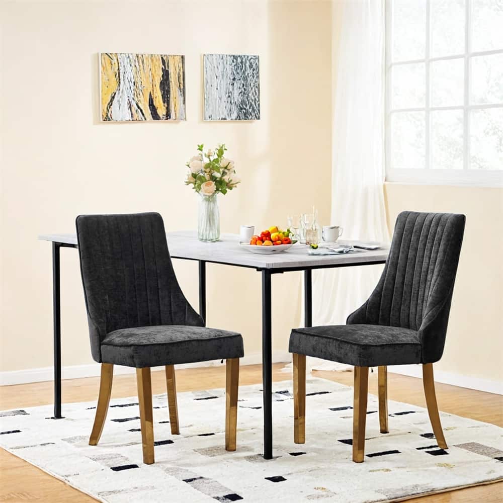 Chenille Dining Chairs,Kitchen Dinner Chair Upholstered Chair 2 PCS