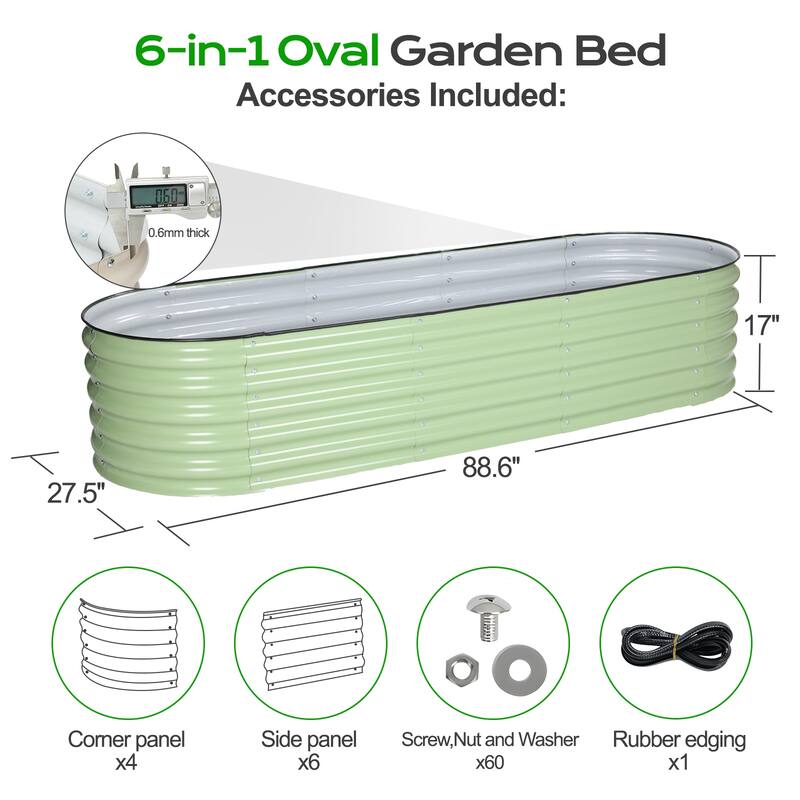 Aoodor 6-in-1 Modular Aluzinc Metal Raised Garden Bed Kit