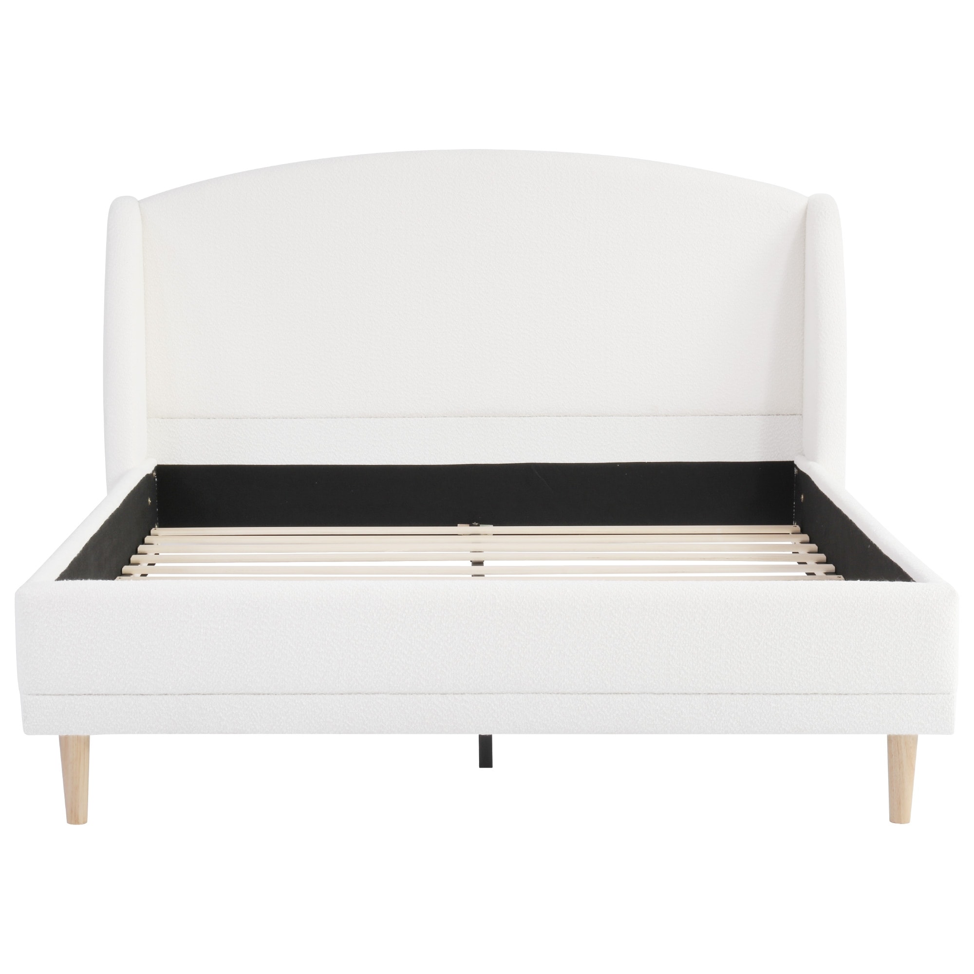 Christopher Knight Home - Isabella Wingback Upholstered Platform Bed with Boucle Fabric and Rounded Corners