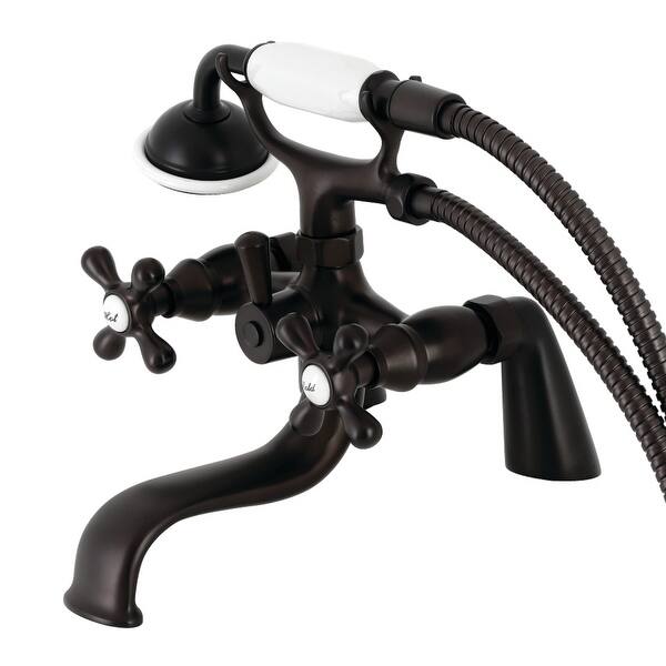 slide 2 of 33, Kingston Brass Deck Mount Clawfoot Tub Faucet with Hand Shower Oil Rubbed Bronze