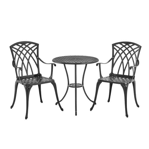 slide 2 of 6, Yaheetech 3-Piece Patio Bistro Set, Cast Aluminum Bistro Table and 2 Chairs Set
