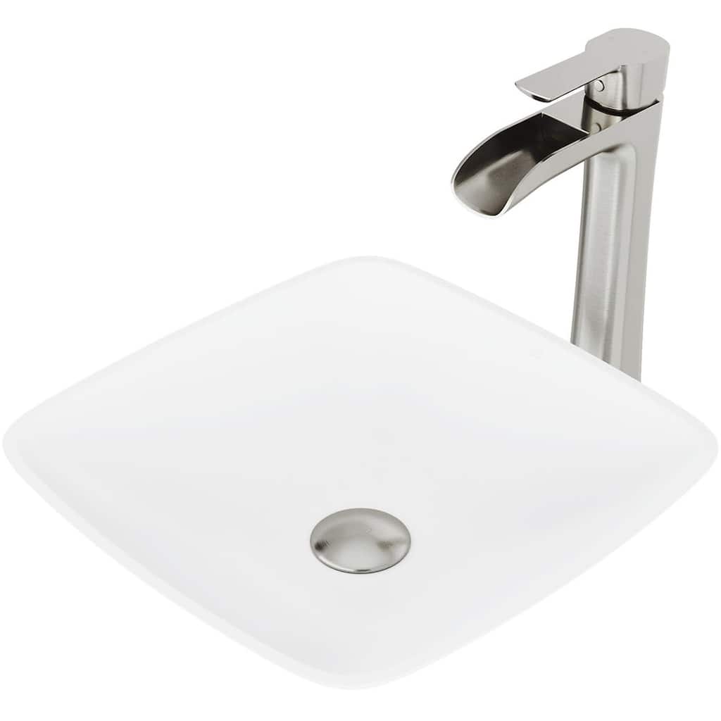 Vigo 13-3/4" Matte Stone� Vessel Bathroom Sink with Single Hole Faucet