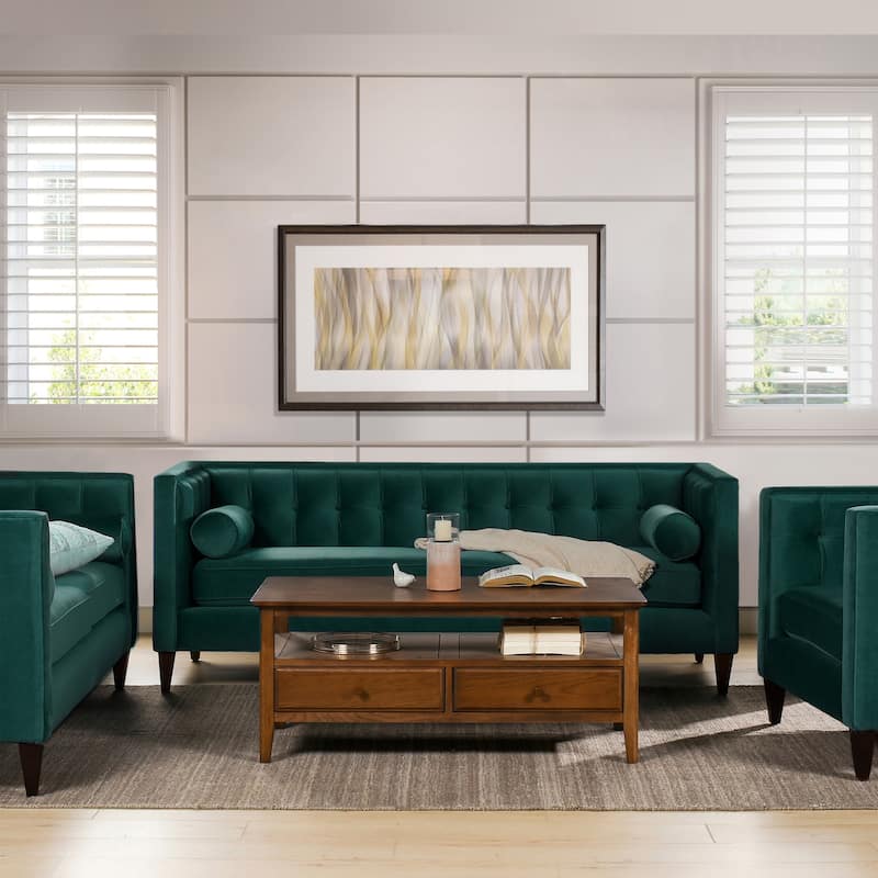 Jack 84" Mid-Century Modern Tuxedo Sofa with Bolster Pillows