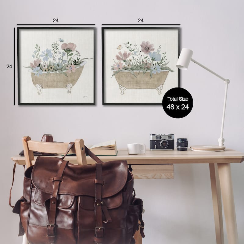 Stupell Rustic Florals in Bathtubs Framed Giclee Art Design By Tava Studios (Set of 2)