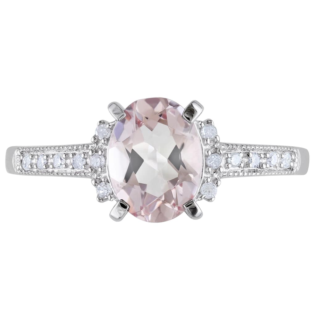 Miadora Sterling Silver 1 1/6ct TGW Morganite and Diamond Accent Cocktail Ring