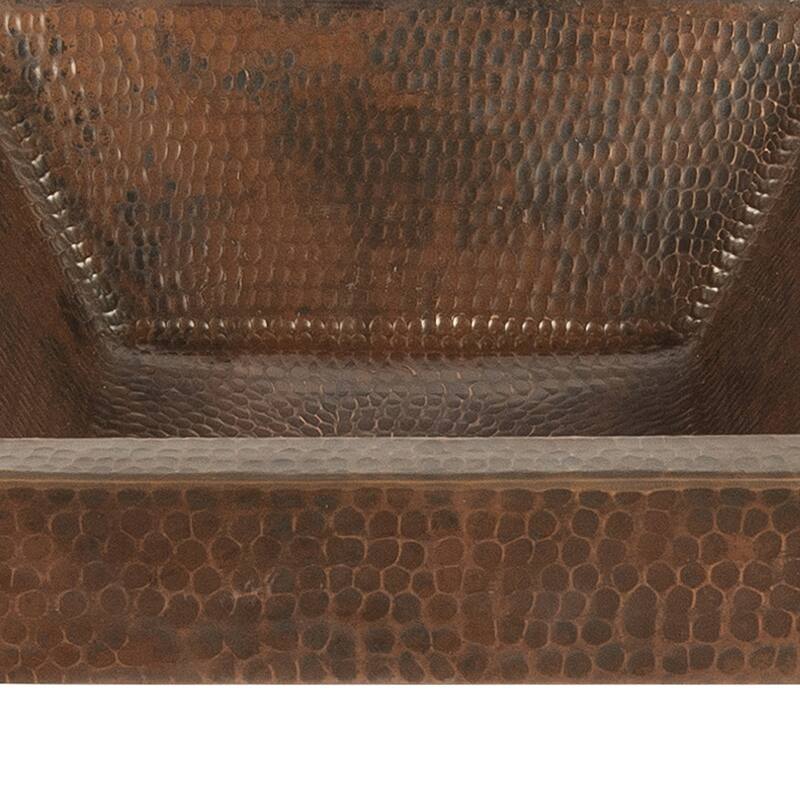 15" Square Skirted Vessel Hammered Copper Sink, Matching Drain and Accessories