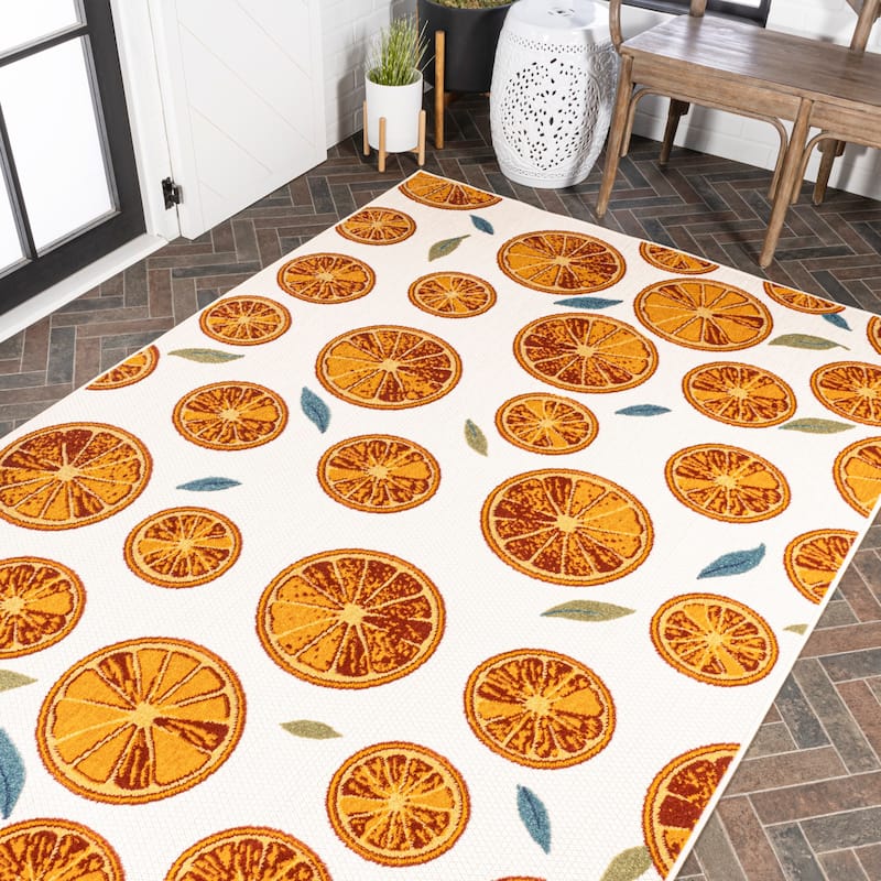 JONATHAN Y Ananas Citrus Slice High-Low Indoor/Outdoor Area Rug
