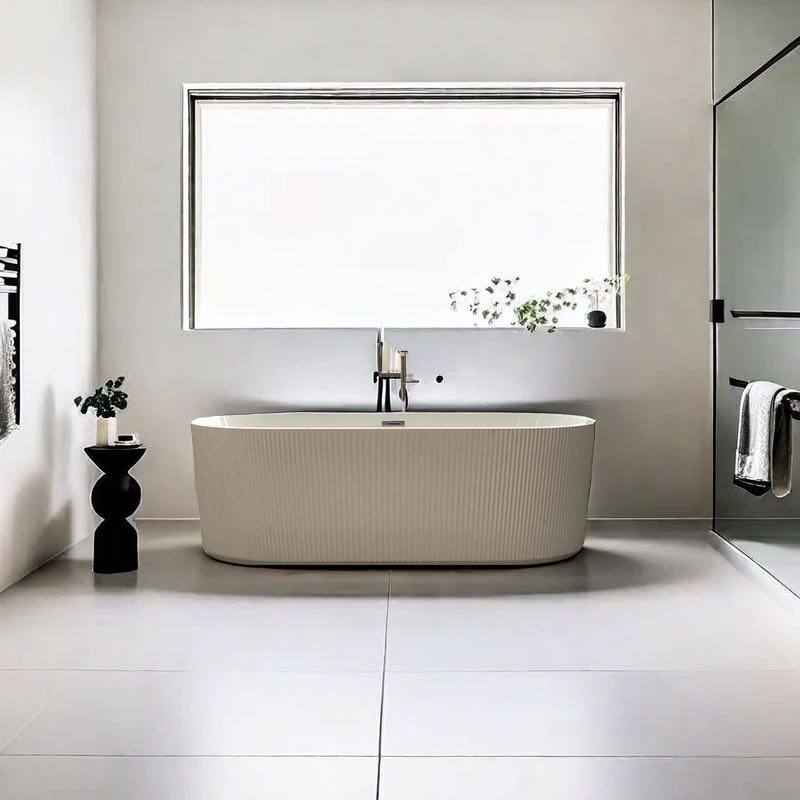 Stufurhome 67" In. Acrylic Freestanding FlatBottom Design Soaking Tubs with Chrome Overflow and Pop Up Drain - White - 67*31.5*22.8 inchs