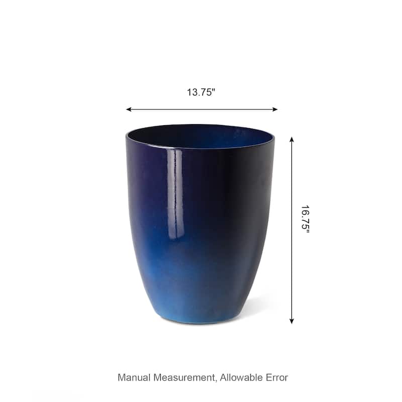 Glitzhome 16.75"H Set of 2 Oversized Eco-Friendly PE/Resin Faux Ceramic Tall Plastic Planter Porch Pot