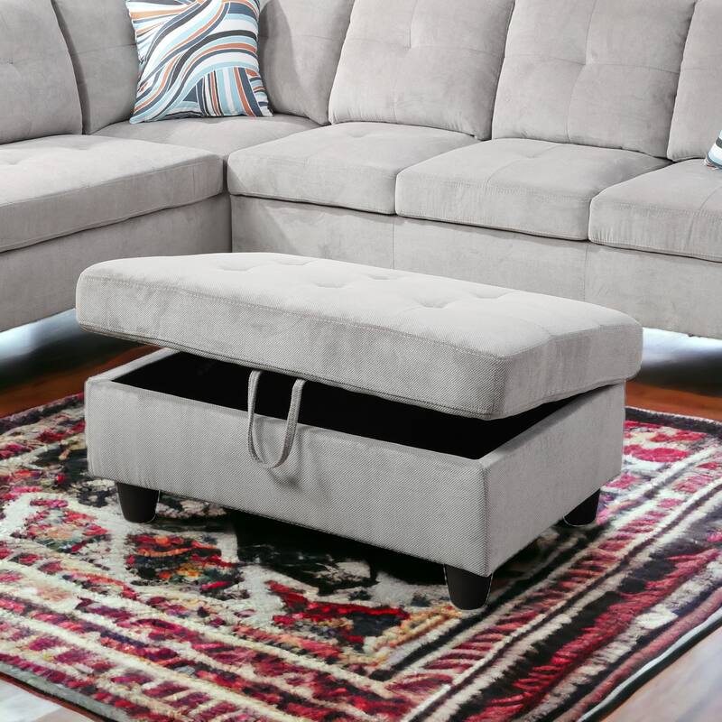 KISRAIS 34" Wide Upholstered Storage Ottoman