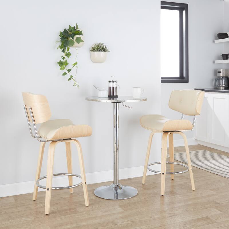 Carson Carrington Leksand 26" Fixed-Height Counter Stool with Bent Wood Legs (Set of 2)