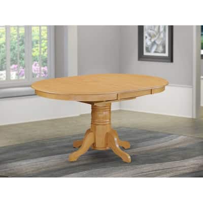 Oval Expandable Dining Table with 42x60 Inch Butterfly Leaf and Elegant Pedestal Base in Oak