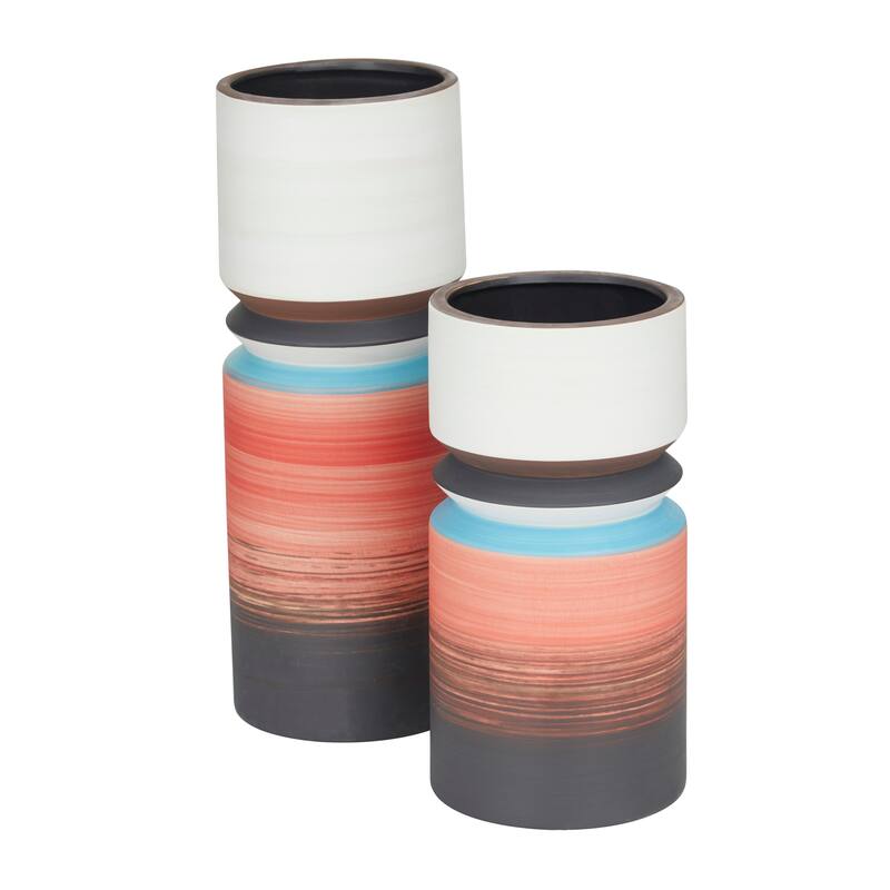 Multi Colored Ceramic Decorative Vase (Set of 2)