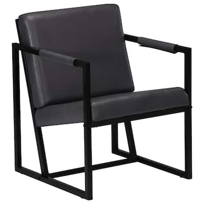 vidaXL Armchair Gray Real Leather - 21.7" x 24.4" x 29.5"