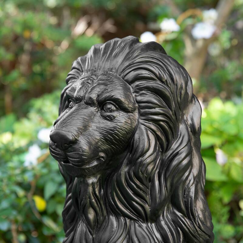 Glitzhome 36.25"H Oversized MGO Bronze/White/Black Sitting Lion Garden Statue