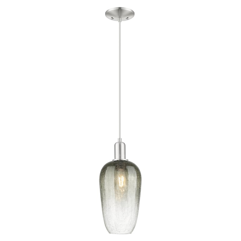 Innovations Lighting Downtown Urban - Brookhaven Flute - 1 Light 7" Cord Hung Mini Pendant - Slate Shade/Brushed Satin Nickel