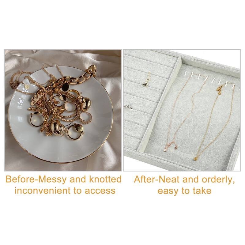 2 in1 Jewelry Tray Stackable Tray Showcase for Rings Earrings Necklace
