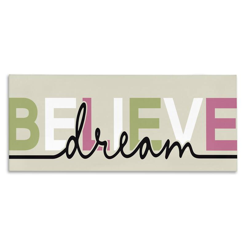 Stupell Muted Believe & Dream Canvas Wall Art Design By Kim Allen - 30 x 13