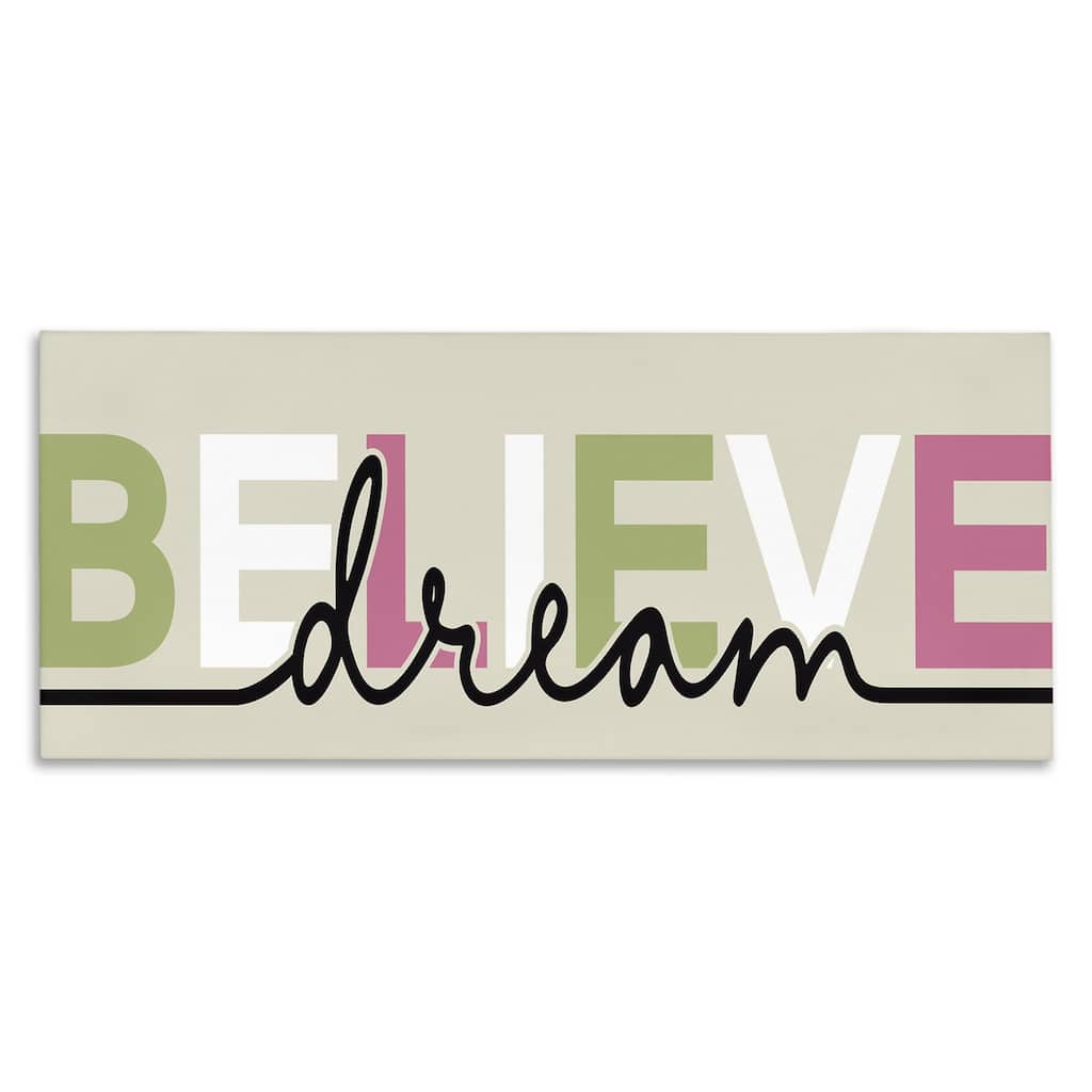 Stupell Muted Believe & Dream Canvas Wall Art Design By Kim Allen