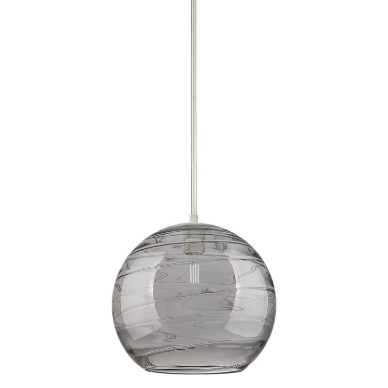 Innovations Lighting 434-1S-12-12 Crown Point Pendant Crown Point 12" - Polished Nickel / Light Smoke Deco Swirl