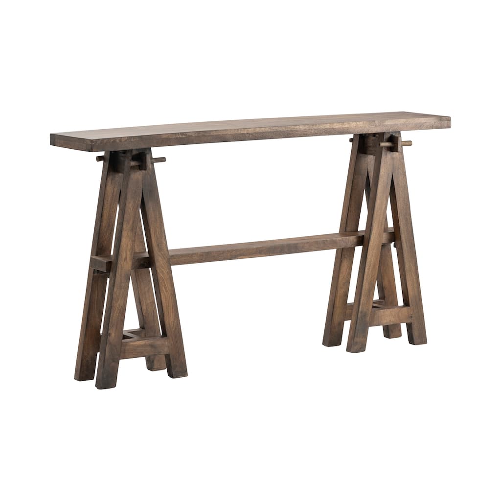 Mango Wood A-Frame Narrow Console Table - Dark Wood