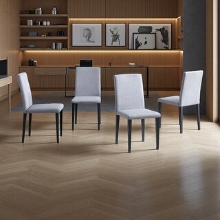 35.4"H Set of 4 PU Leather Upholstered Dining Chairs with Walnut Metal ...