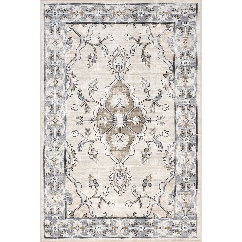 Nuloom Adair SpinClean Traditional Floral Machine Washable Area Rug