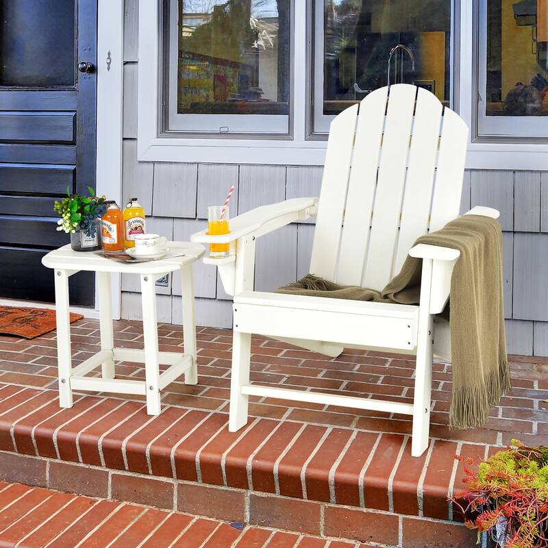 Costway 2 PCS Patio Adirondack Chair Side Table HDPE Weather Resistant