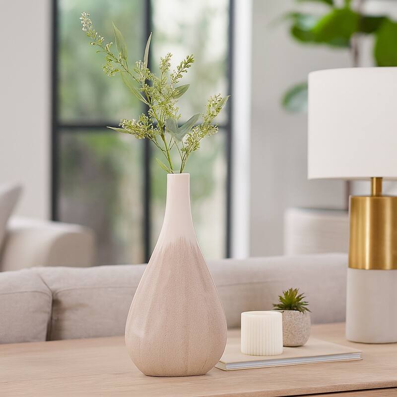 Sagebrook Home Valdiva Stoneware Vase - White, Novelty, Ombre, Elegant Home Accent in Stoneware Color