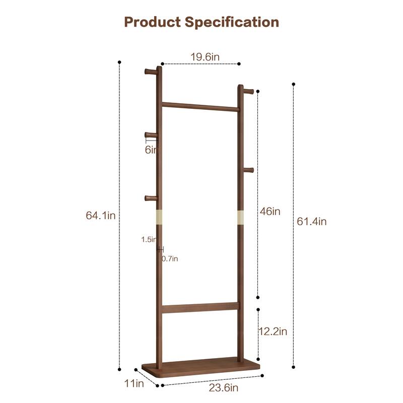 23.6"L Wood Coat Racks Hanger,23.6" * 11" *64.1"