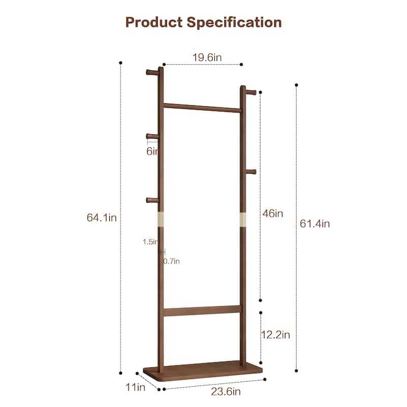 Coat Racks Solid Wood Hanger 23.6* 11*64.1in Solid Environmental Protection Easy To Assemble