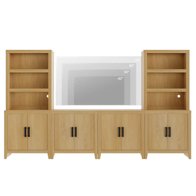 WAMPAT Entertainment Center with Bookshelves, Farmhouse TV Stand for Living Room, Bedroom - n/a