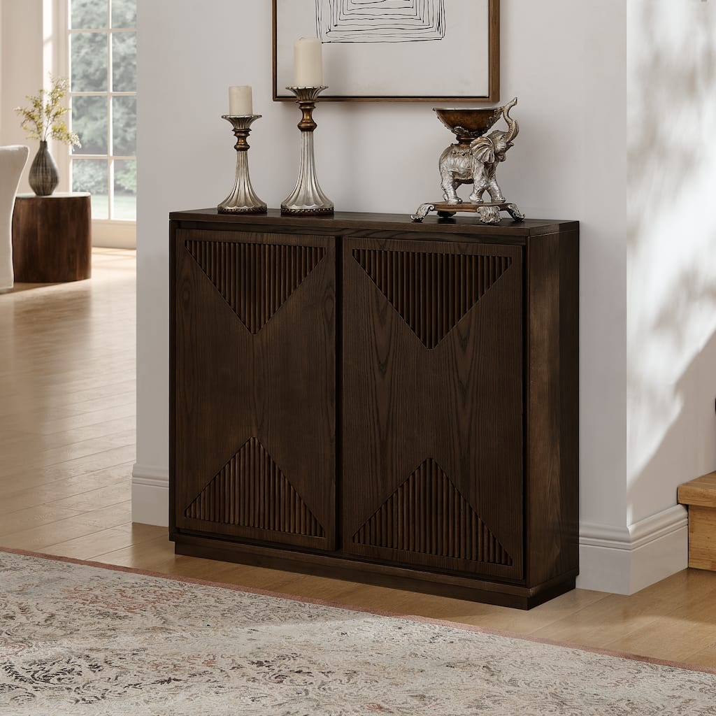 Mid Century Narrow Side Sideboard Cabinet with Storage