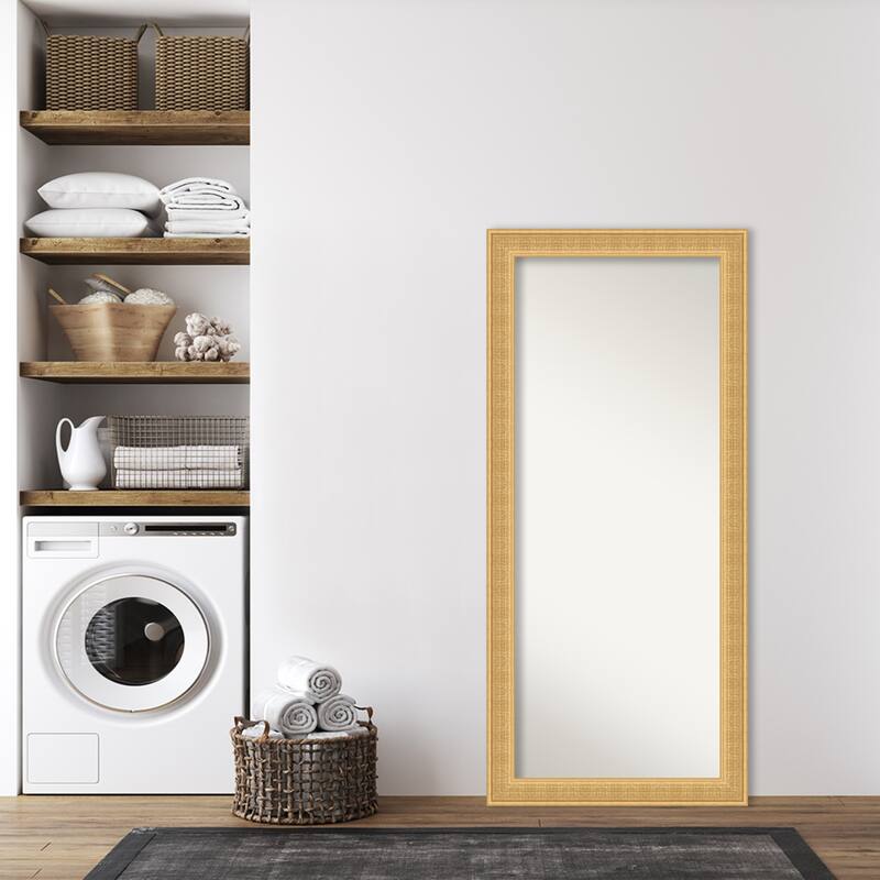 Trellis Non-Beveled Wood Framed Full-Length Floor Leaner Mirror - Trellis Gold - Glass Size 24x60