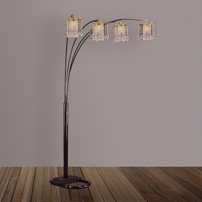 1pc Black Arc Floor Lamp Multi Head Half Moon Crystal Modern Living Room Lighting Metallic
