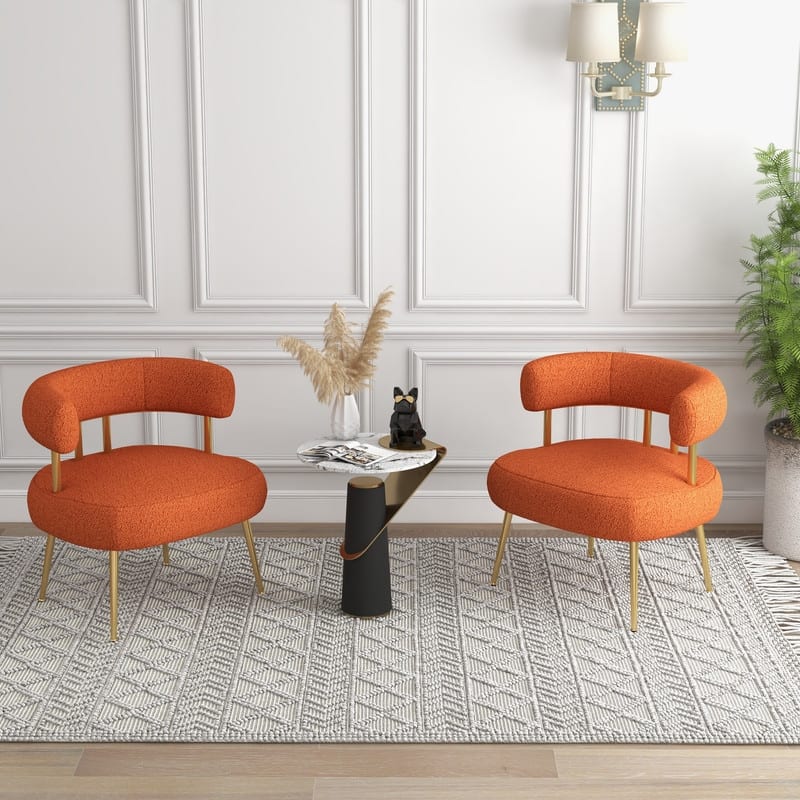 SEYNAR Mid Century Velvet Accent Chair with Golden Legs, Set of 2
