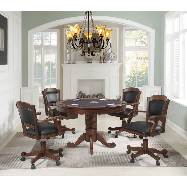 Luisa Black Upholstered Game Chair with Casters Bed Bath