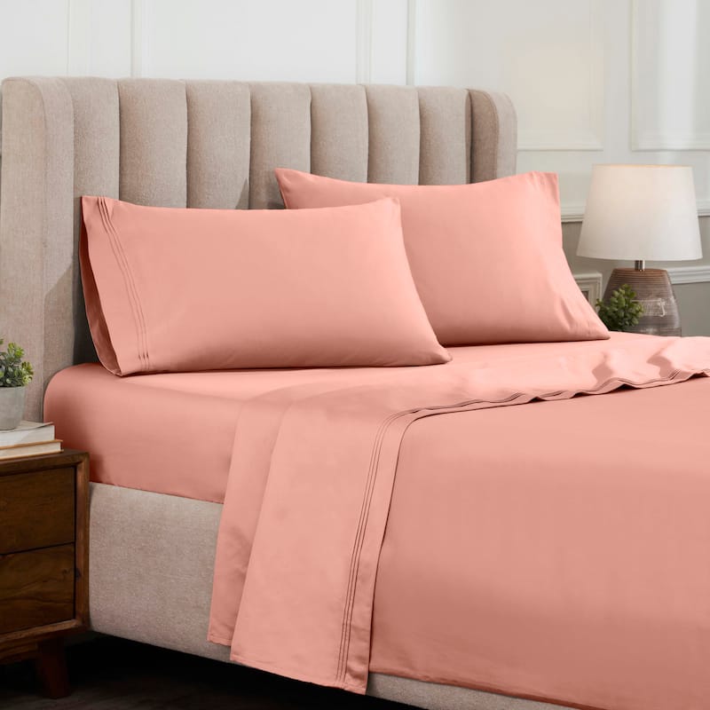 Superior Egyptian Cotton 1500 Thread Count Deep Pocket Solid Sheet Set - King - Dusted Rose