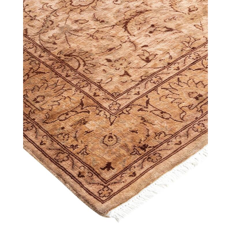 Overton Hand Knotted Wool Vintage Inspired Modern Contemporary Overdyed Beige Area Rug - 4' 2" x 6' 3"