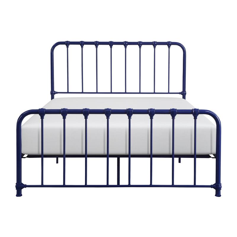 Bethany Metal Queen Bed with Blue Finish, Platform Design, Foundation Not Required, Ships in One Box - Blue - Queen