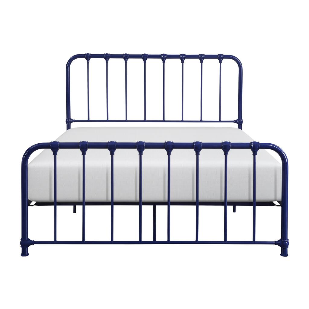 Metal Bed Blue Finish Full Platform Bed 1pc