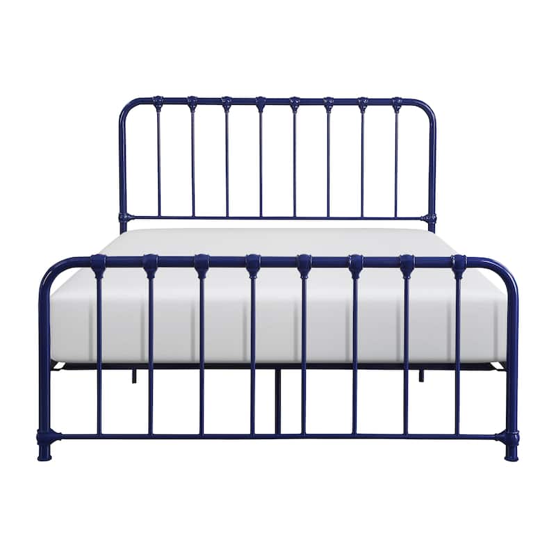 Queen Size Metal Platform Bed (Bed-in-a-Box) - Blue