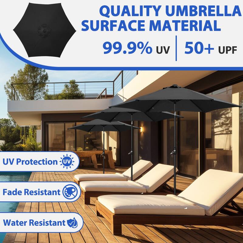 9FT Patio Umbrella with Base Included Outdoor Umbrella with Tilt and Crank